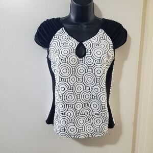 Joseph Ribkoff Black and White Patterned Blouse